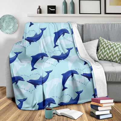 Dolphin Heart Pattern Fleece Blanket