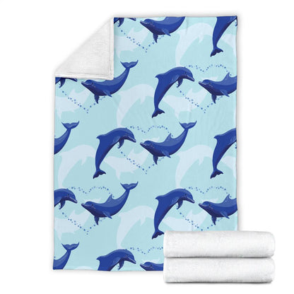 Dolphin Heart Pattern Fleece Blanket
