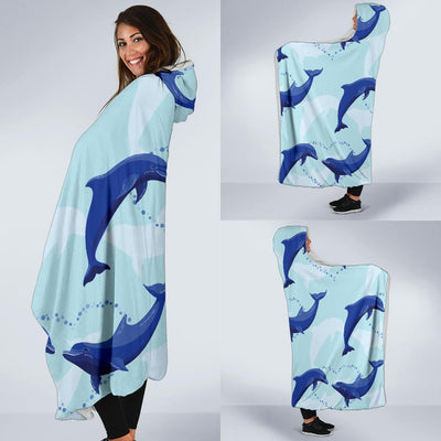 Dolphin Heart Pattern Hooded Blanket-JORJUNE.COM