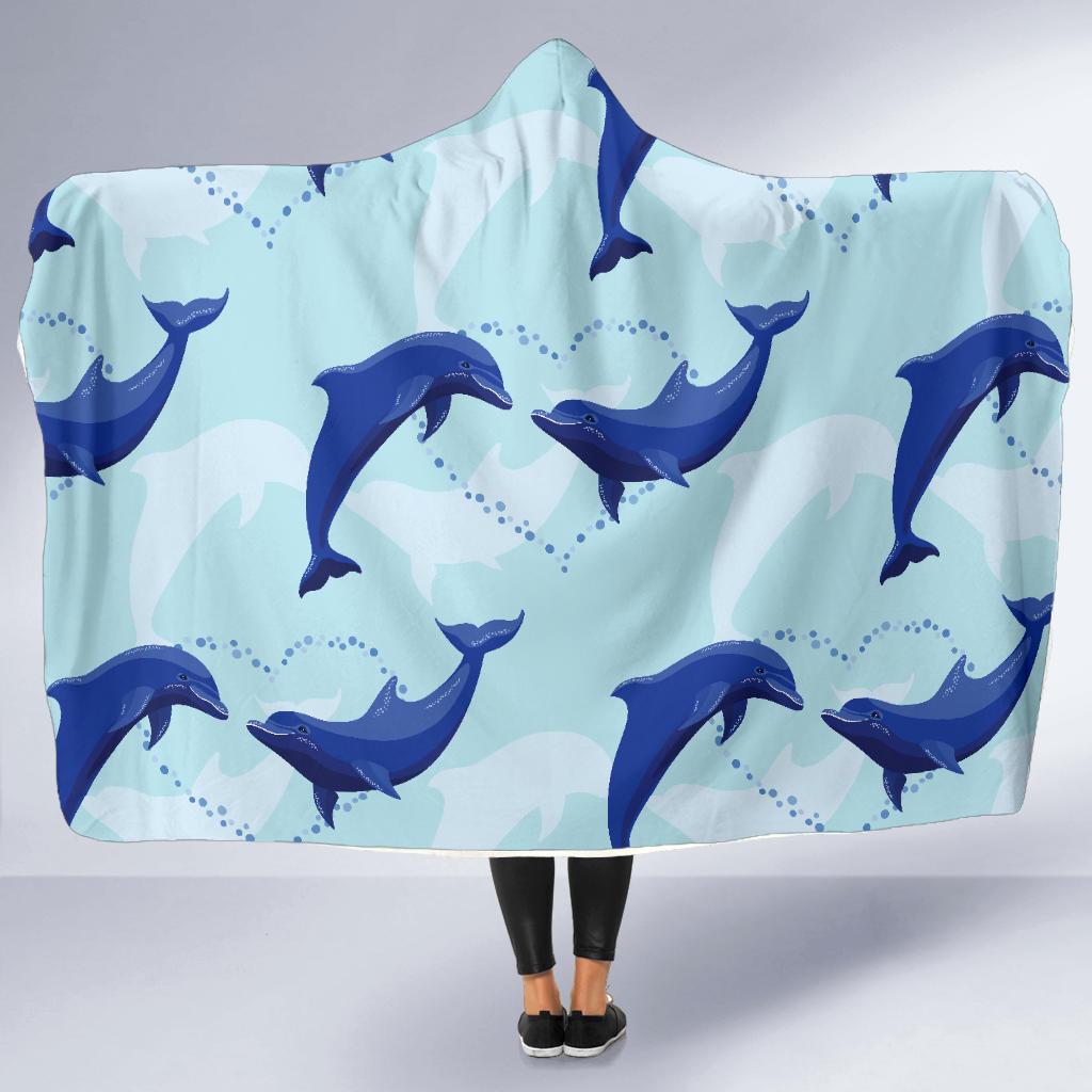 Dolphin Heart Pattern Hooded Blanket-JORJUNE.COM