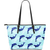 Dolphin Heart Pattern Large Leather Tote Bag