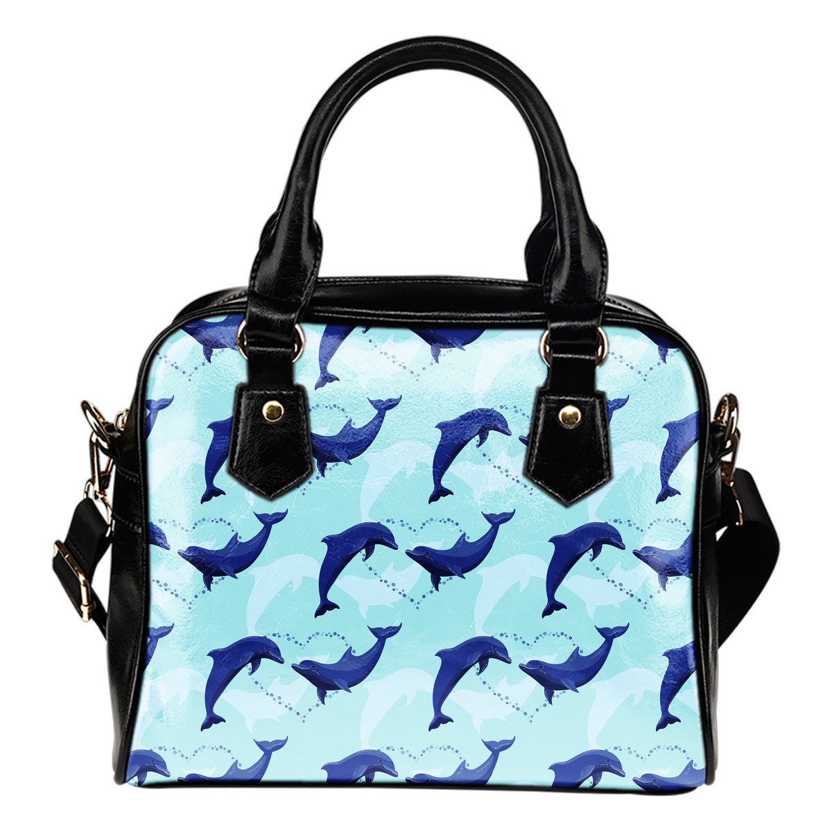 Dolphin Heart Pattern Leather Shoulder Handbag