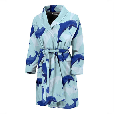 Dolphin Heart Pattern Men Bath Robe