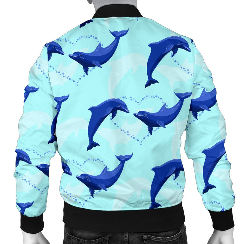 Dolphin Heart Pattern Men Casual Bomber Jacket