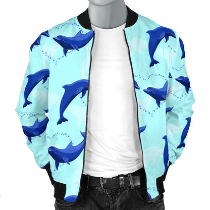 Dolphin Heart Pattern Men Casual Bomber Jacket