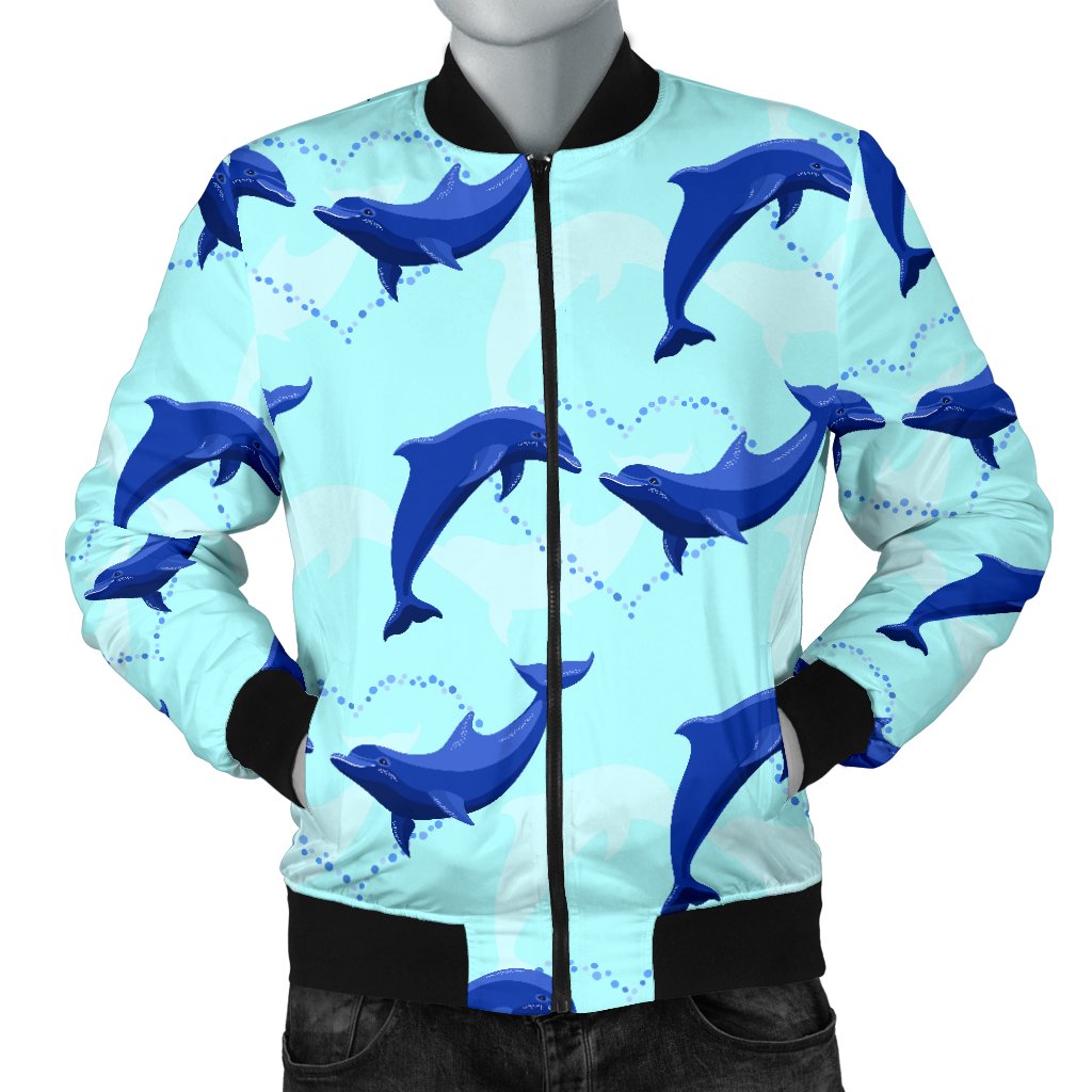 Dolphin Heart Pattern Men Casual Bomber Jacket