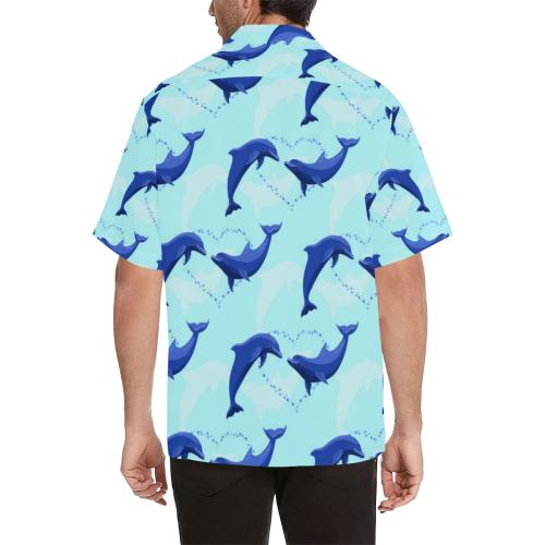 Dolphin Heart Pattern Men Hawaiian Shirt