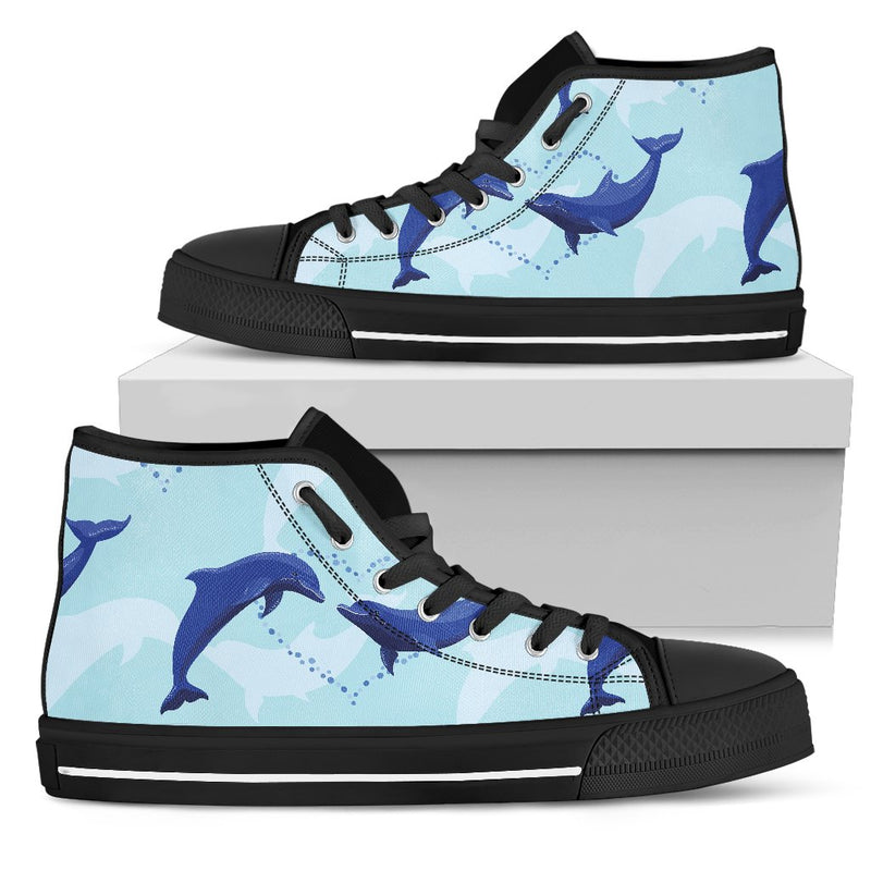 Dolphin Heart Pattern Men High Top Shoes