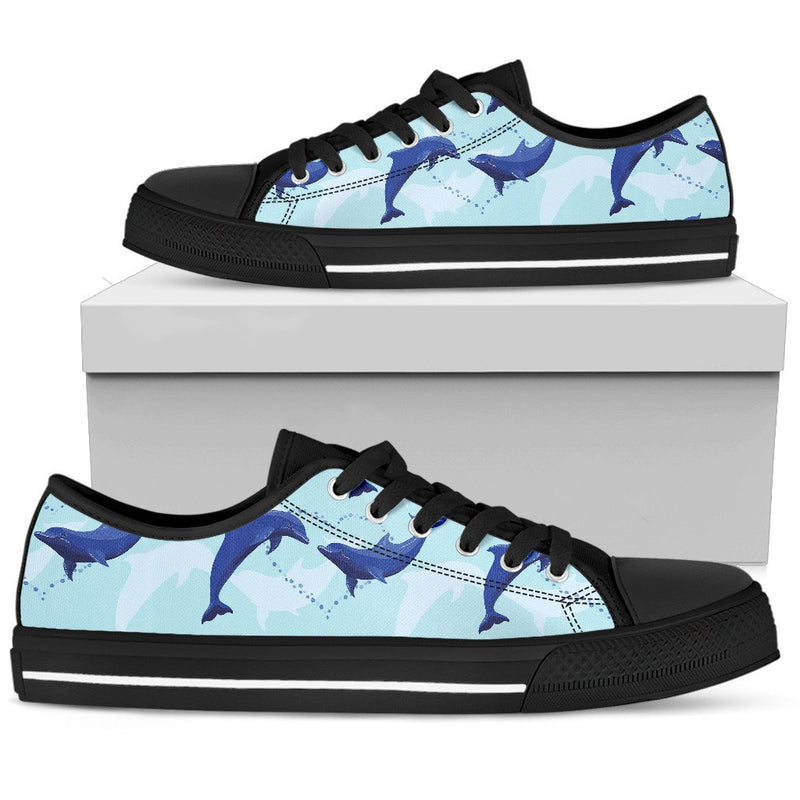 Dolphin Heart Pattern Men Low Top Shoes