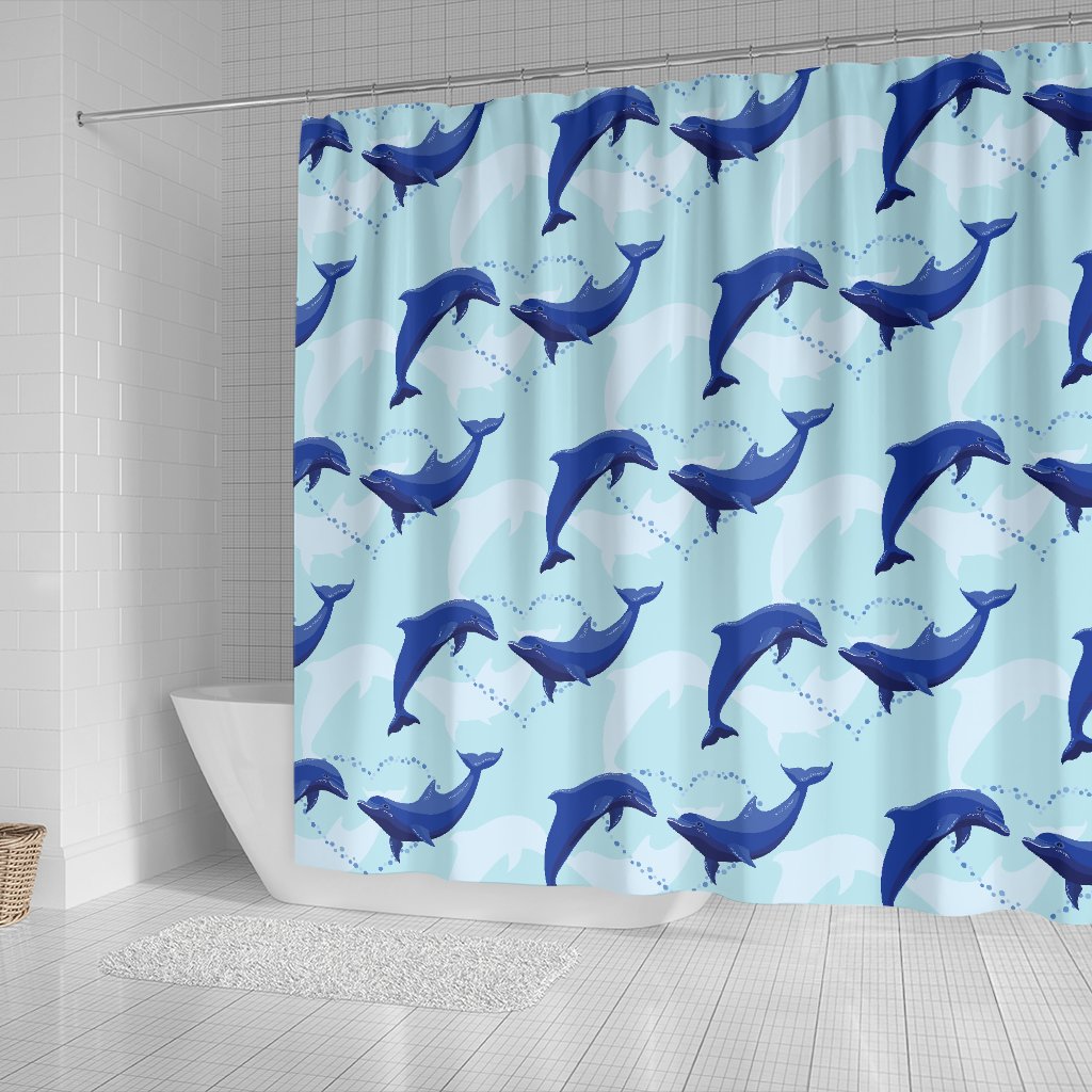 Dolphin Heart Pattern Shower Curtain