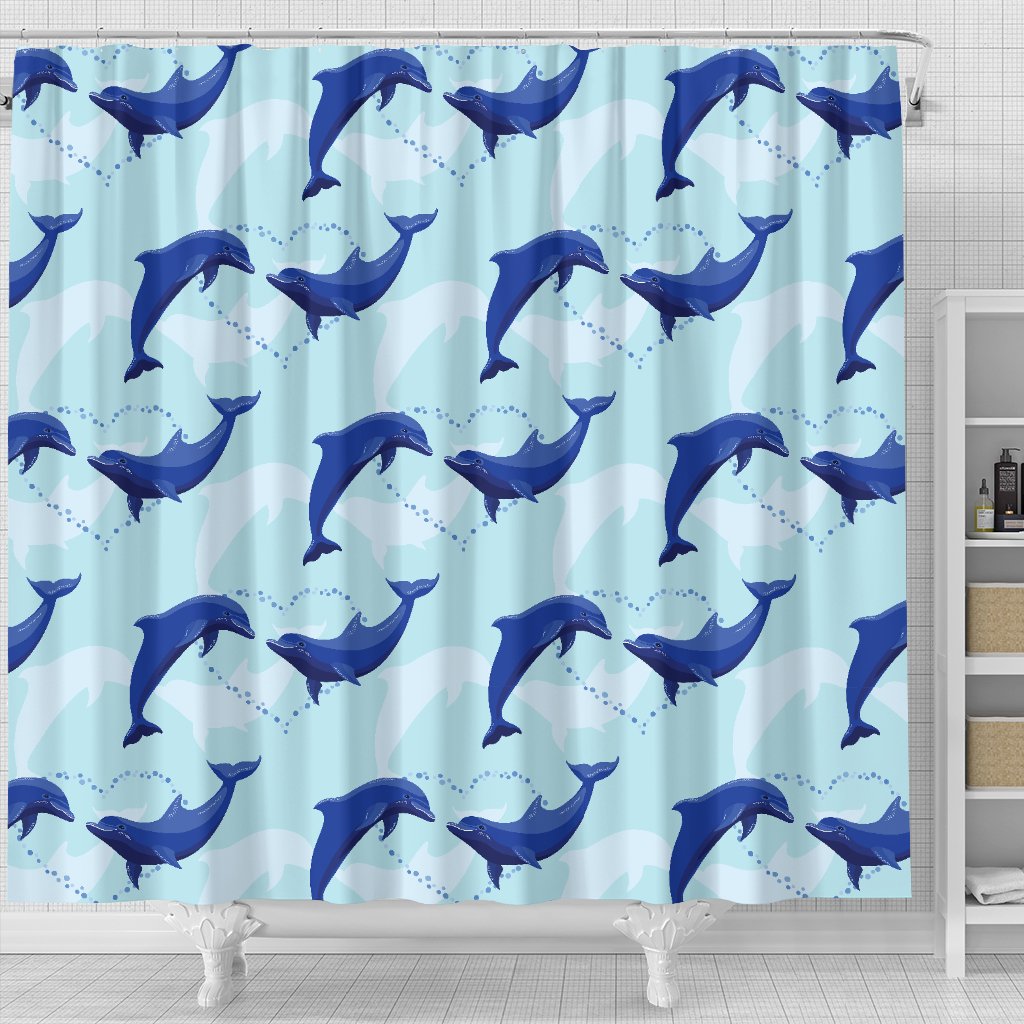 Dolphin Heart Pattern Shower Curtain
