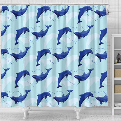 Dolphin Heart Pattern Shower Curtain