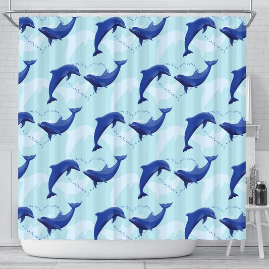 Dolphin Heart Pattern Shower Curtain