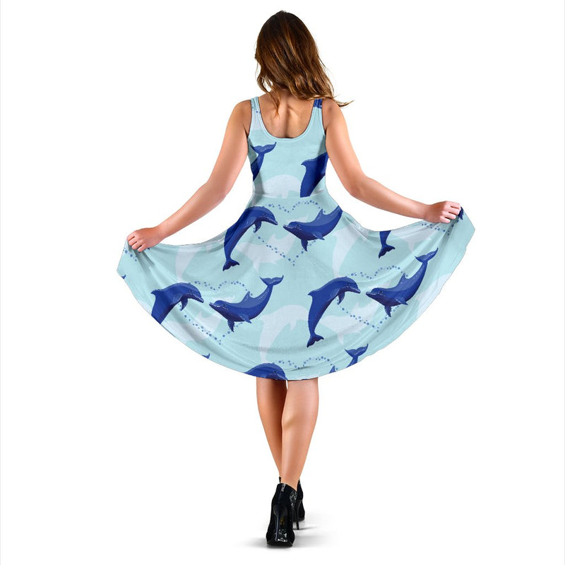 Dolphin Heart Pattern Sleeveless Mini Dress