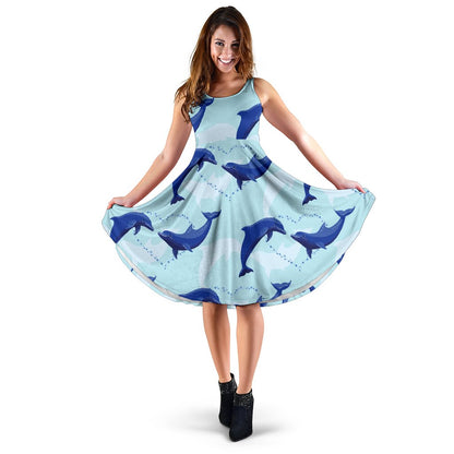 Dolphin Heart Pattern Sleeveless Mini Dress
