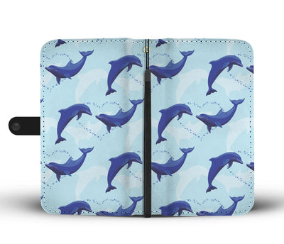 Dolphin Heart Pattern Wallet Phone Case