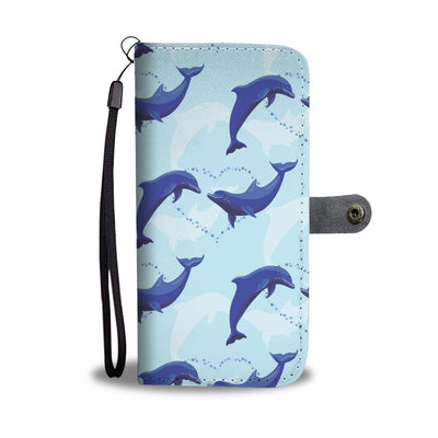 Dolphin Heart Pattern Wallet Phone Case