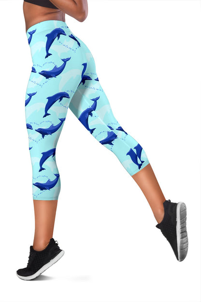 Dolphin Heart Pattern Women Capris