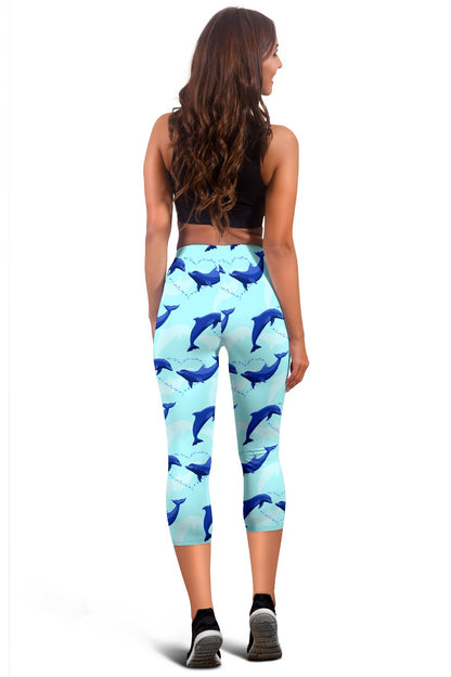 Dolphin Heart Pattern Women Capris