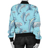 Dolphin Heart Pattern Women Casual Bomber Jacket