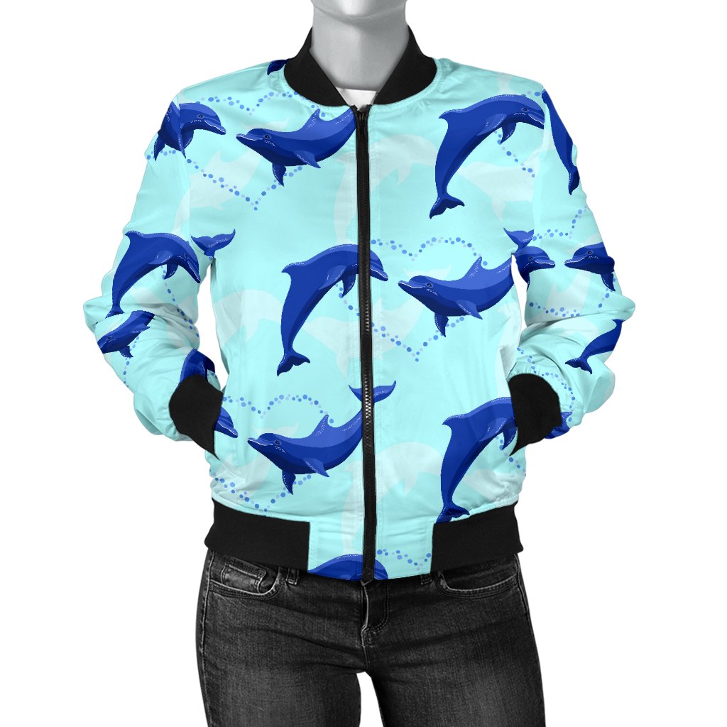 Dolphin Heart Pattern Women Casual Bomber Jacket