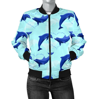 Dolphin Heart Pattern Women Casual Bomber Jacket