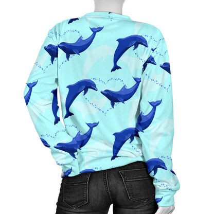 Dolphin Heart Pattern Women Crewneck Sweatshirt
