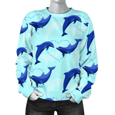 Dolphin Heart Pattern Women Crewneck Sweatshirt