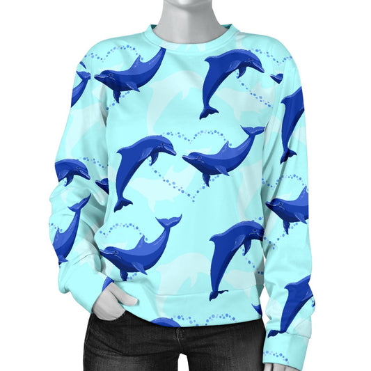 Dolphin Heart Pattern Women Crewneck Sweatshirt