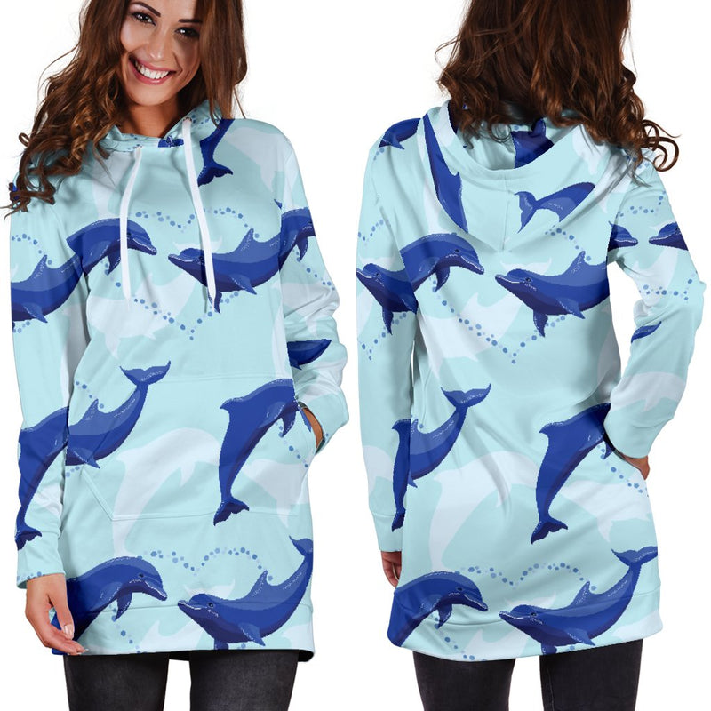 Dolphin Heart Pattern Women Hoodie Dress