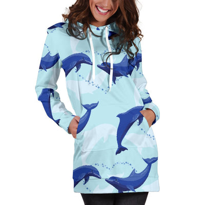 Dolphin Heart Pattern Women Hoodie Dress