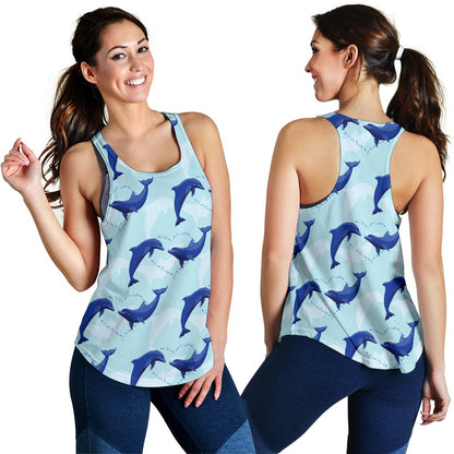 Dolphin Heart Pattern Women Racerback Tank Top