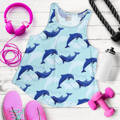 Dolphin Heart Pattern Women Racerback Tank Top