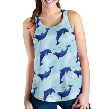 Dolphin Heart Pattern Women Racerback Tank Top