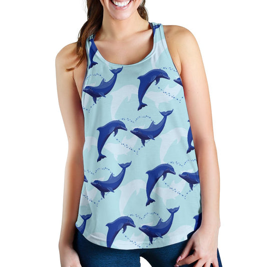Dolphin Heart Pattern Women Racerback Tank Top
