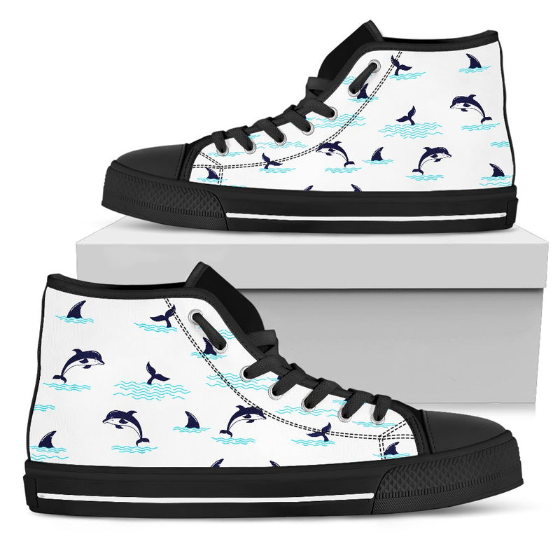 Dolphin Jumping Men High Top Canvas Shoes