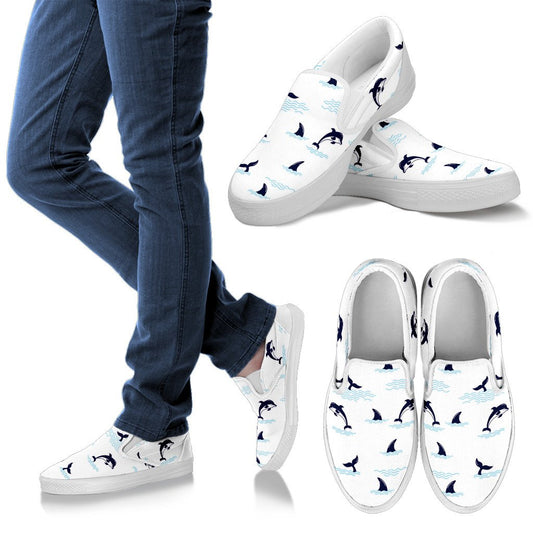 Dolphin Jumping Women Canvas Slip On Shoes