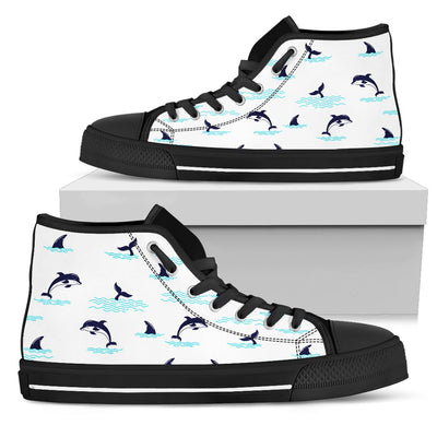 Dolphin Jumping Women High Top Canvas Shoes