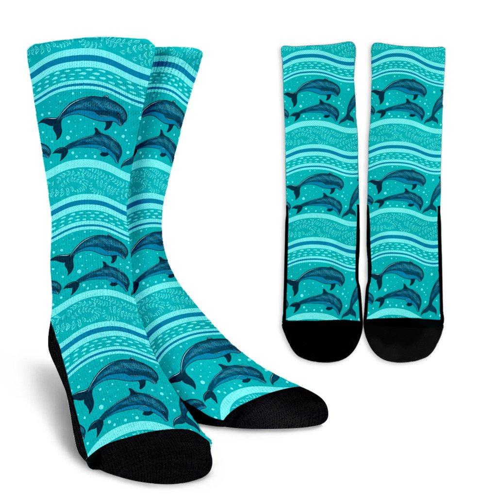 Dolphin Pattern Crew Socks