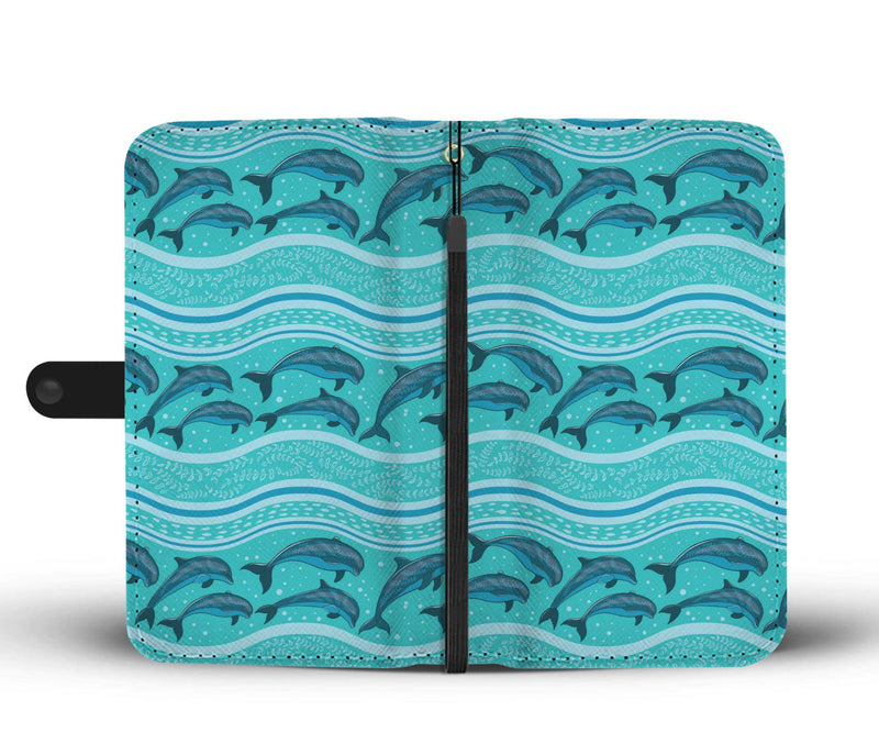 Dolphin Pattern Wallet Phone Case