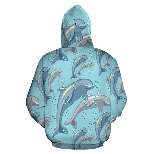 Dolphin Print Pattern All Over Print Hoodie