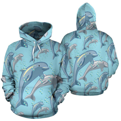 Dolphin Print Pattern All Over Print Hoodie