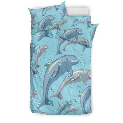 Dolphin Print Pattern Duvet Cover Bedding Set