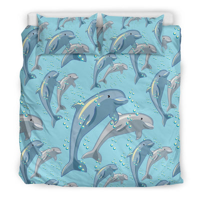 Dolphin Print Pattern Duvet Cover Bedding Set