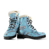 Dolphin Print Pattern Faux Fur Leather Boots