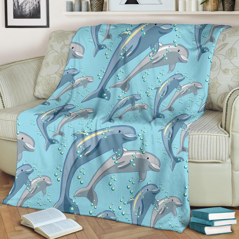 Dolphin Print Pattern Fleece Blanket