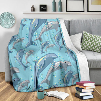 Dolphin Print Pattern Fleece Blanket