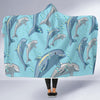 Dolphin Print Pattern Hooded Blanket-JORJUNE.COM