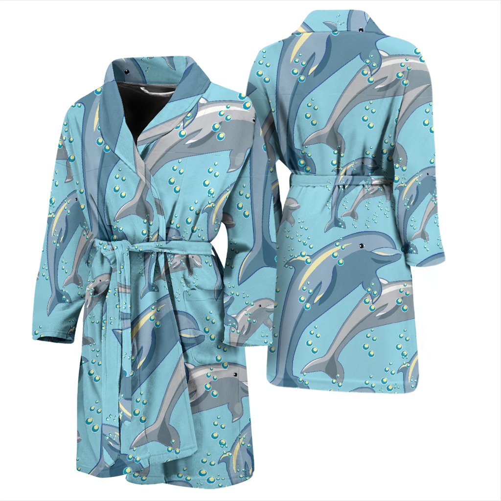 Dolphin Print Pattern Men Bath Robe