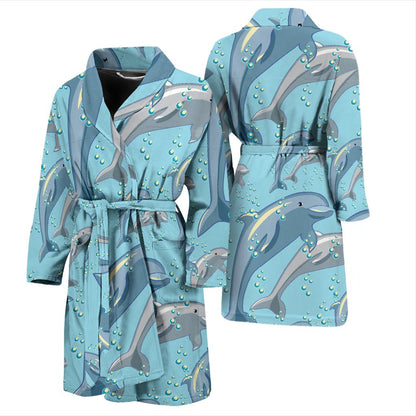 Dolphin Print Pattern Men Bath Robe